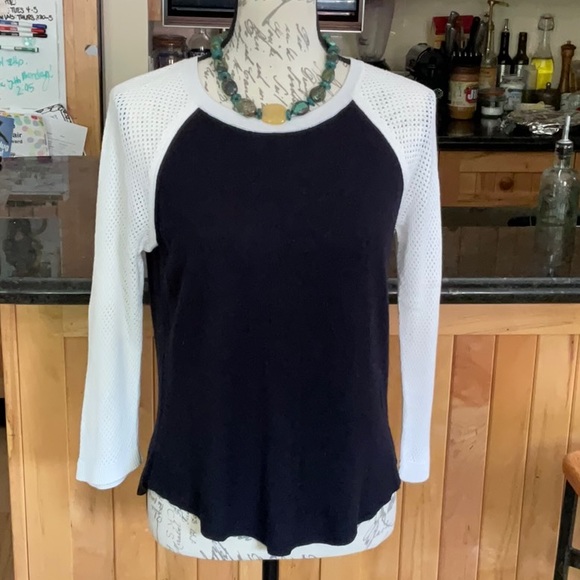 Rag & Bone Jeans Lexie Colorblock Raglan Knit Pullover, dark navy/white, S - Picture 5 of 10